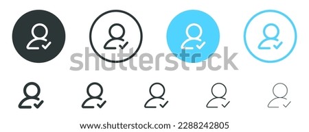 check user icon vector accept person profile avatar with checkmark yes tick symbol, checked user profile account approved icon