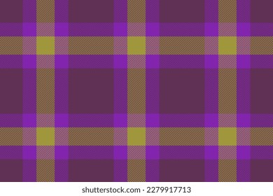 Check vector fabric. Plaid seamless texture. Pattern background tartan textile in violet and purple colors.