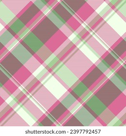 Check vector fabric of tartan textile plaid with a texture seamless background pattern in light and pale violet red colors.