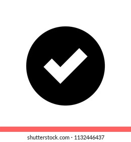 Check vector icon, checkmark symbol. Simple, flat design illustration for web or mobile app