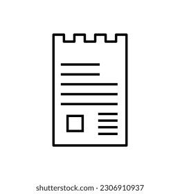 Check vector icon. invoice illustration sign. waybill symbol or logo.