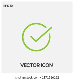 Check vector icon isolated on light background. Trendy check icon in flat style. Template for web site, app, label, ui and logo. Useful for office poster and placard. Vector illustration.