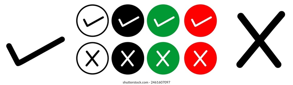 Check vector icon set. checkmark vector icon. accept, verify or done check mark sign. right checkbox button suitable for apps and websites UI designs
