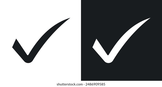 Check vector icon set in solid black and white color