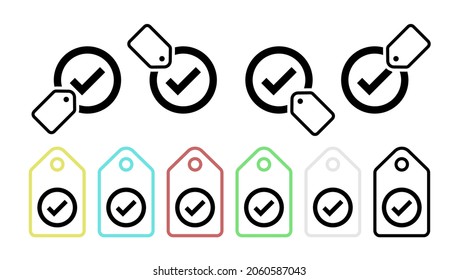 Check vector icon in tag set illustration for ui and ux, website or mobile application
