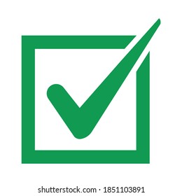 Check the vector logo sign. Check symbols in minimalist green color illustration. Accept okay symbols for approval or checklist design.
