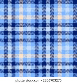 Überprüfen Sie Vektortextilien aus Stoffhintergrund Textur mit einem nahtlosen Muster in Blau und hellen Farben.