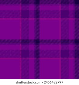 Check vector textile of fabric seamless background with a tartan texture pattern plaid in purple and dark colors.