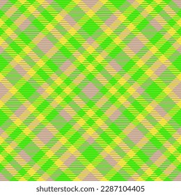 Check vector texture. Background fabric tartan. Pattern textile plaid seamless in green and yellow colors.