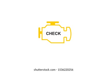 Check, warning, motor. Vector of car engine.
