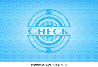 Check water wave concept badge background.