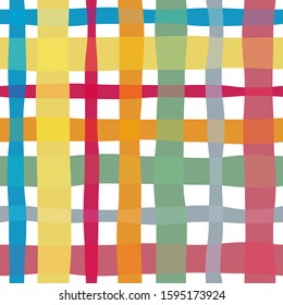 Check watercolor seamless pattern. Vector background.