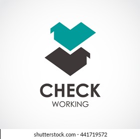 Check working of office abstract vector and logo design or template data business icon of company identity symbol concept