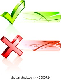 Check and X Mark with Banners Original Vector Illustration Banners