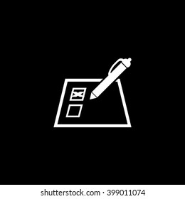 Check X Mark on Paper With Pencil Vector Icon Illustration