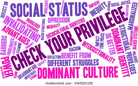 Check Your Privilege word cloud on a white background. 