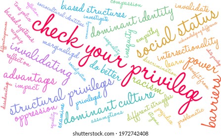 Check Your Privilege word cloud on a white background. 