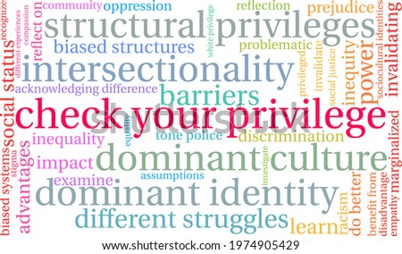 Check Your Privilege word cloud on a white background.  商業照片 © 
