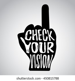 Check your vision message on hand with raised ring finger