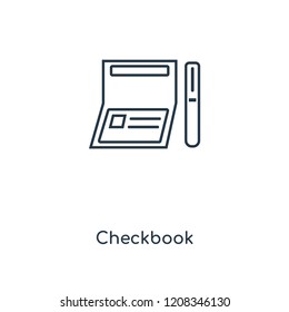 Checkbook concept line icon. Linear Checkbook concept outline symbol design. This simple element illustration can be used for web and mobile UI/UX.