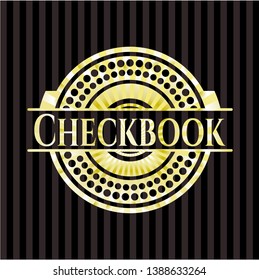 Checkbook gold emblem. Vector Illustration. Detailed.