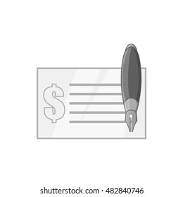 Checkbook icon in black monochrome style isolated on white background. Payment symbol vector illustration