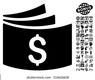 Checkbook icon with bonus calendar and time management clip art. Vector illustration style is flat iconic symbols, black color, white background.