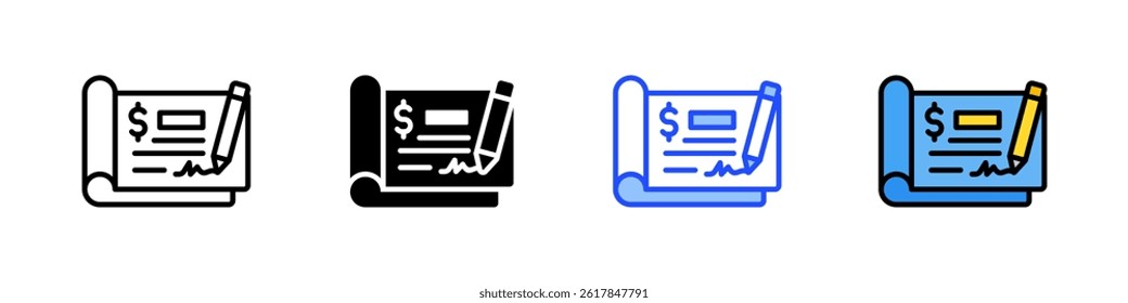 Checkbook Icon Collection With Multiple Styles