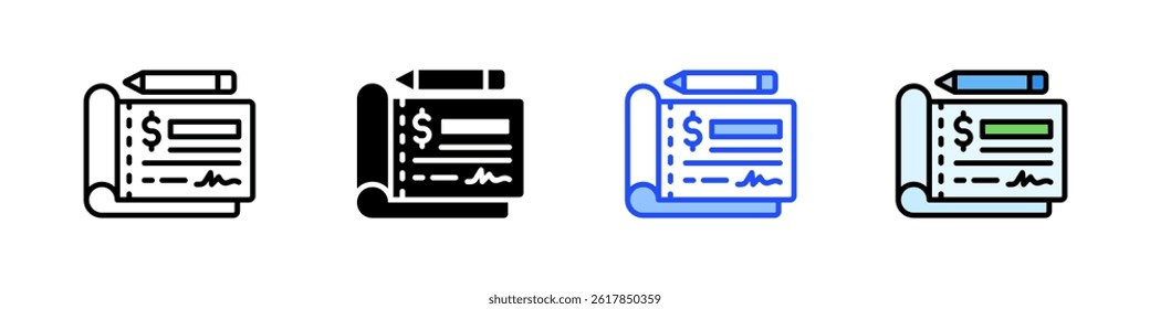 Checkbook Icon Collection With Multiple Styles