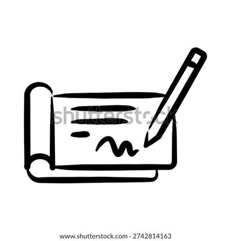 Checkbook Icon With Dooldles Handdrawn Style For Accounting and Business
