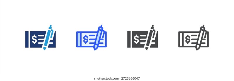 Checkbook icon multiple style collection. Vector illustration.