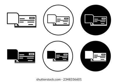 Checkbook icon set. payment paycheck vector symbol. write bill check sign in black filled and outlined style.