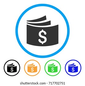 Checkbook icon. Vector illustration style is a flat iconic checkbook gray rounded symbol inside light blue circle with black, green, blue, yellow color variants.