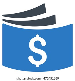 Checkbook icon. Vector style is bicolor flat iconic symbol with rounded angles, smooth blue colors, white background.