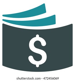 Checkbook icon. Vector style is bicolor flat iconic symbol with rounded angles, soft blue colors, white background.