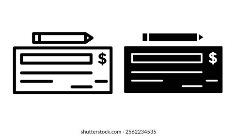 Checkbook Icons pack in outlined and flat versions