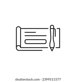 Checkbook and pen icon design. isolated on white background. vector illustration