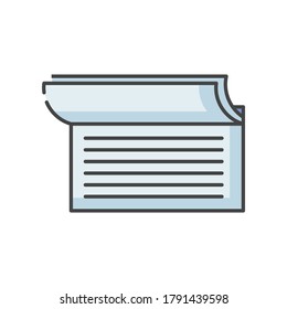 Icono de color RGB de la libreta de tesorería. Documento para comercio. Nómina de pago. Comprobación de escritura. Impuesto comercial. Comprobar notas de la libreta. Servicio de contabilidad. Operación bancaria. Ilustración vectorial aislada
