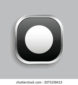 checkbox blank circle fill icon design. Glossy Button style rounded rectangle isolated on gray background. Vector illustration