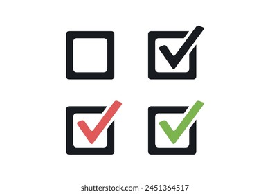 Checkbox Button Set - Colorful Vector Illustrations Isolated On White Background