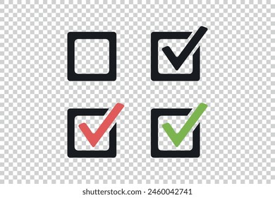 Checkbox Button Set - Colorful Vector Illustrations Isolated On Transparent Background