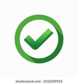 Checkbox checked tick box poll vote round circle icon vector symbol, check mark green checkmark isolated on white background, checked icon or correct choice sign, pictogram