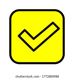 checkbox checklist button icon with yellow filled outlined