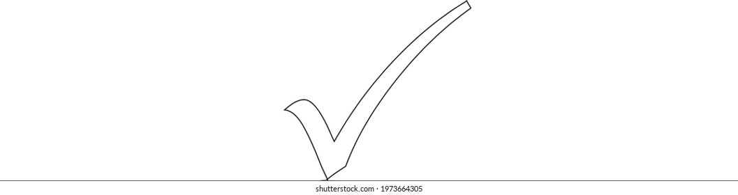 Checkbox Concept One line continues Drawing, Correct Tick Mark Sign 