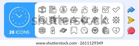 Checkbox, Floor plan and Tick line icons. Interest rate, AI generate, Inflation icons. Pack of Cyber attack, Battery charging, Inspect icon. Creative idea, Phone image, Tips pictogram. Vector