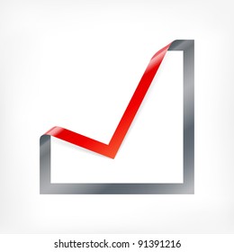 Checkbox icon with angle folded on square paper