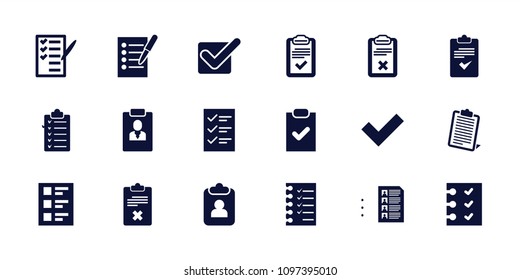 Checkbox icon. collection of 18 checkbox filled icons such as check list, clipboard, checklist. editable checkbox icons for web and mobile.
