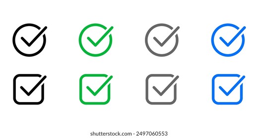 checkbox icon. Done symbol. Complete sign. tick pictogram. correct test illustration.