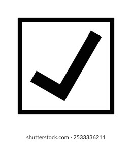 Icono de Casilla de verificación. Símbolo hecho. Signo completo. pictograma de tick. ilustración de prueba correcta. icono de marca de verificación símbolo de Vector Botón 