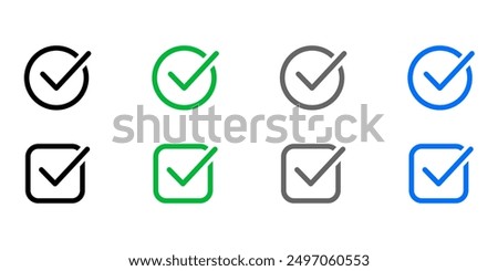 checkbox icon. Done symbol. Complete sign. tick pictogram. correct test illustration.